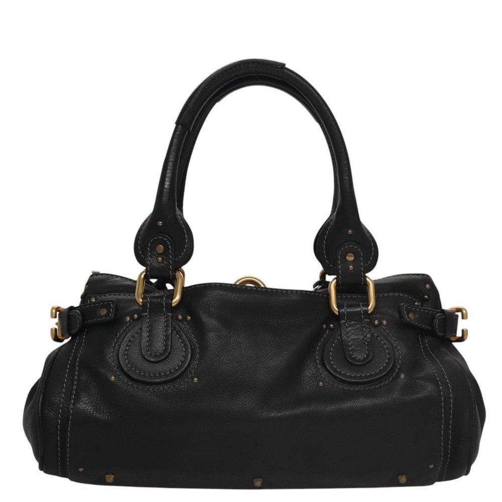 Chloe Paddington Hand Bag Leather Black Silver Auth bs21100 - Picture 2 of 16
